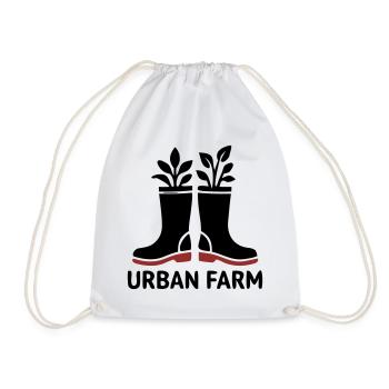 Urban Farm Rubber Boots Logo - Drawstring Bag - white - Front