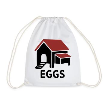Chicken Coop Eggs Badge - Drawstring Bag - white - Front