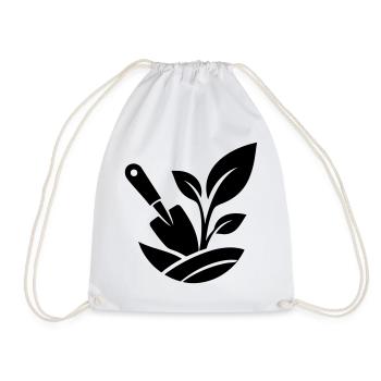 Gardening Shovel and Plants - Drawstring Bag - white - Front