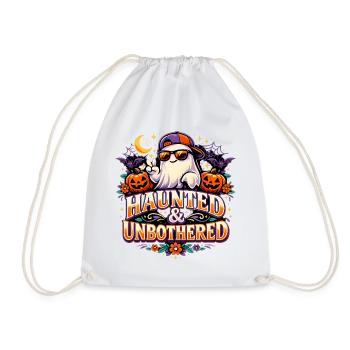 Haunted & Unbothered Cool Ghost Geist Halloween - Drawstring Bag - white - Front