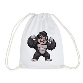 Gorilla Kawaii Style – Süßer Dschungelriese - Turnbeutel - Weiß - Vorne