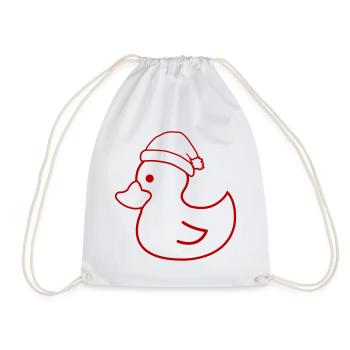 Weihnachtsente Silhouette mit Mütze - Turnbeutel - Weiß - Vorne