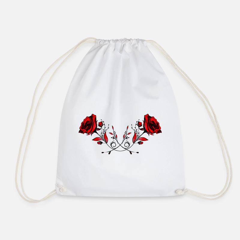 Roses - Red Roses - Drawstring Bag - white