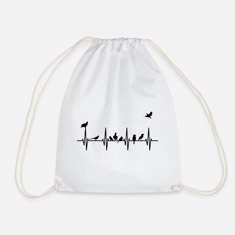 Heartbeat Birds Birdwatchers - Drawstring Bag - white