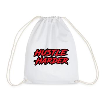 Hustle Harder - Drawstring Bag - white - Front