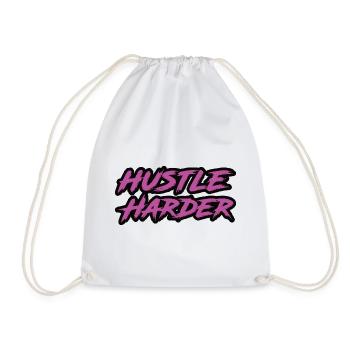 Hustle Harder - Drawstring Bag - white - Front