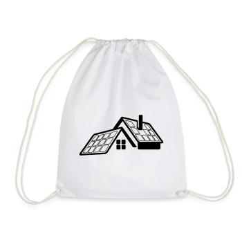 House with solar panels transparent logo - Drawstring Bag - white - Front