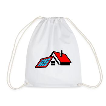 Haus mit rotem Dach und Sonnenkollektoren Logo - Turnbeutel - Weiß - Vorne