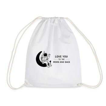 Love You To The Moon And Back Doodle - Drawstring Bag - white - Front