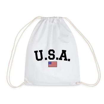 USA Flag Design Black - Drawstring Bag - white - Front