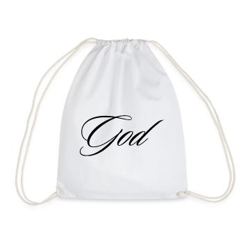 God Cursive Calligraphy Modern Faith Design - Drawstring Bag - white - Front