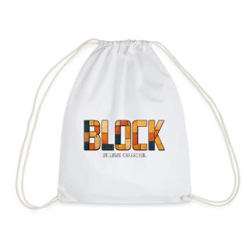 BLOCK – Building Character | Wooden play on words - Drawstring Bag - white - Front