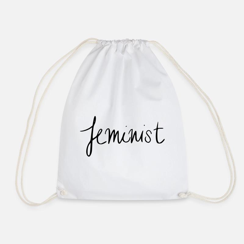 feminist - Drawstring Bag - white