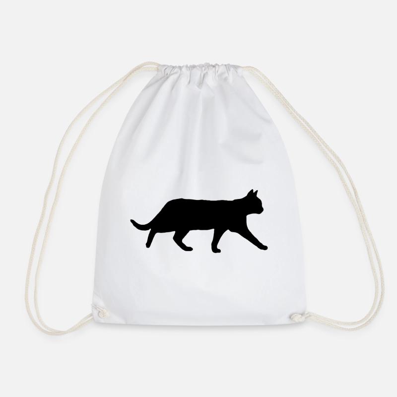 BLACK CAT - Drawstring Bag - white