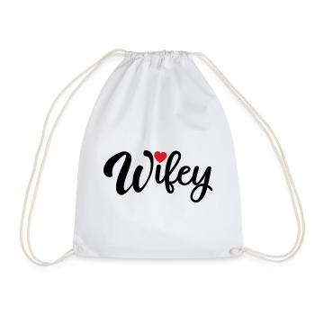 Wifey - Süßes Herz, Geschenk für Frau Verheiratete Frauen - Turnbeutel - Weiß - Vorne