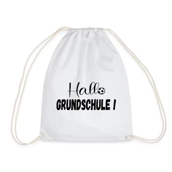 Schulanfang Hallo Grundschule Fußball - Turnbeutel - Weiß - Vorne