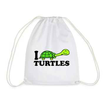 I Love Turtles I Love Logo Cute - Drawstring Bag - white - Front