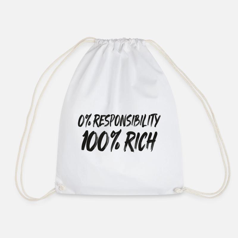 0% Responsibility 100% Wealth - Drawstring Bag - white