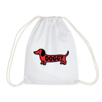 Dachshund Dog Doggy Saying Red - Drawstring Bag - white - Front