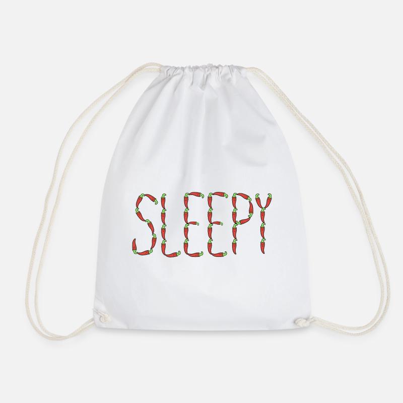 Chili peppers sleepy - Drawstring Bag - white