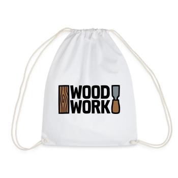 Wood Work Schriftzug Logo - Turnbeutel - Weiß - Vorne