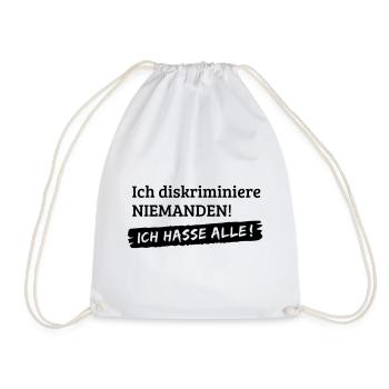 No discrimination - I hate all [1c] - Drawstring Bag - white - Front
