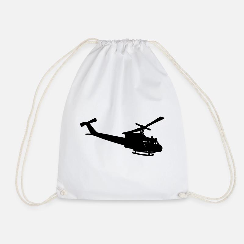 Bell UH-10 silhouette - Drawstring Bag - white