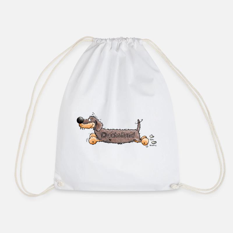 Cute Dachshund - Drawstring Bag - white