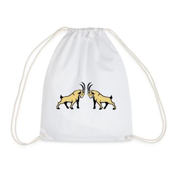 Steinbock Beige Doppelbull Symmetrie - Turnbeutel - Weiß - Vorne
