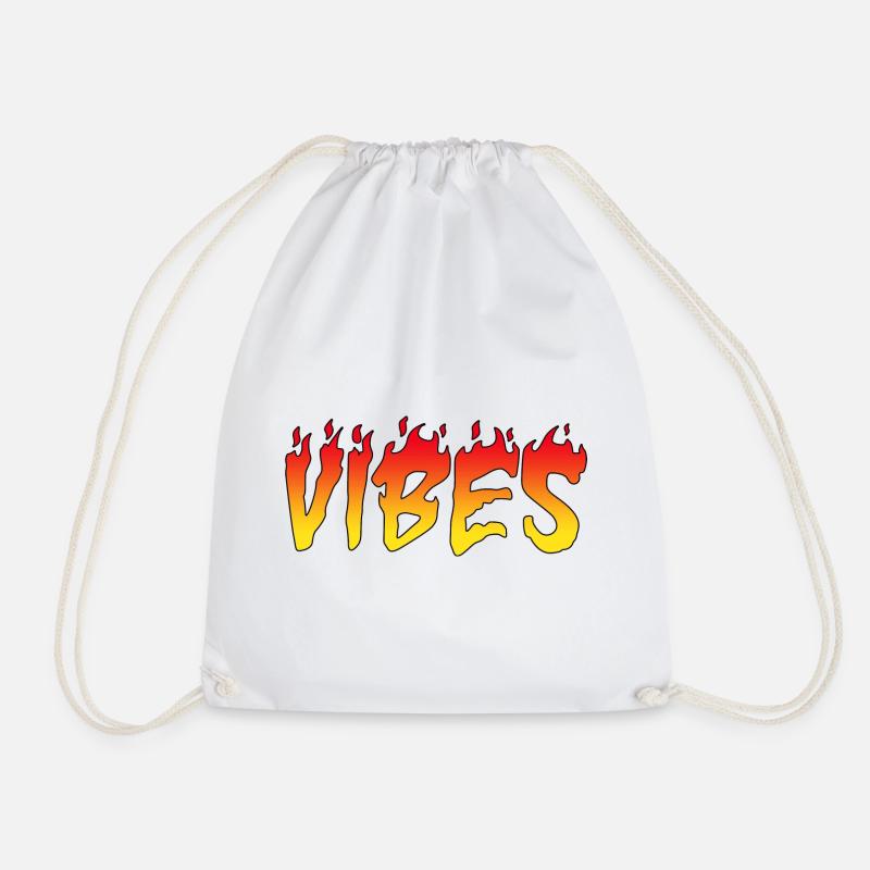 Vibes quote graphic - Drawstring Bag - white