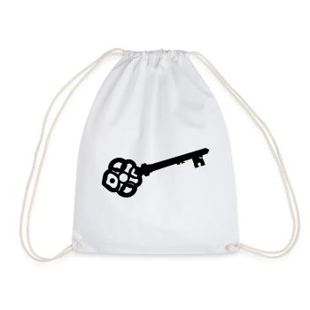 Silhouette de clé squelette ornée - Sac de sport léger - blanc - Devant