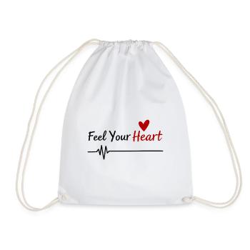 Feel Your Heart Statement Saying - Drawstring Bag - white - Front
