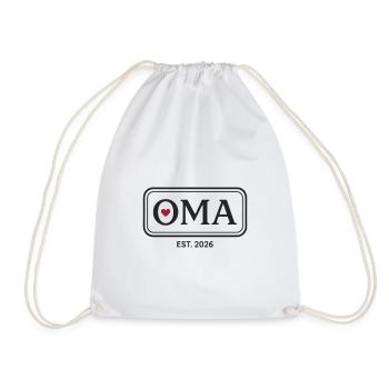 OMA EST. 2026 Proud Grandmother Announcement - Drawstring Bag - white - Front