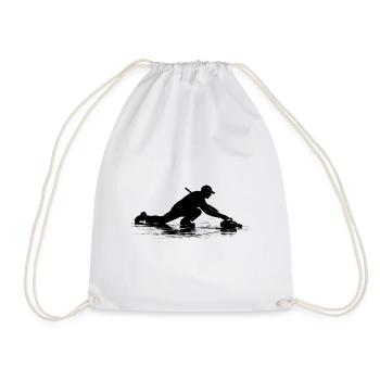 Curling Spieler Sport Wintersport Eis Präzision - Drawstring Bag - white - Front