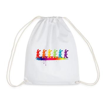 Motif des lapins colorés silhouette arc-en-ciel des enfants - Sac de sport léger - blanc - Devant