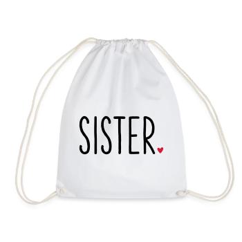 Sister coeur - famille de frères et sœurs cadeau - Sac de sport léger - blanc - Devant