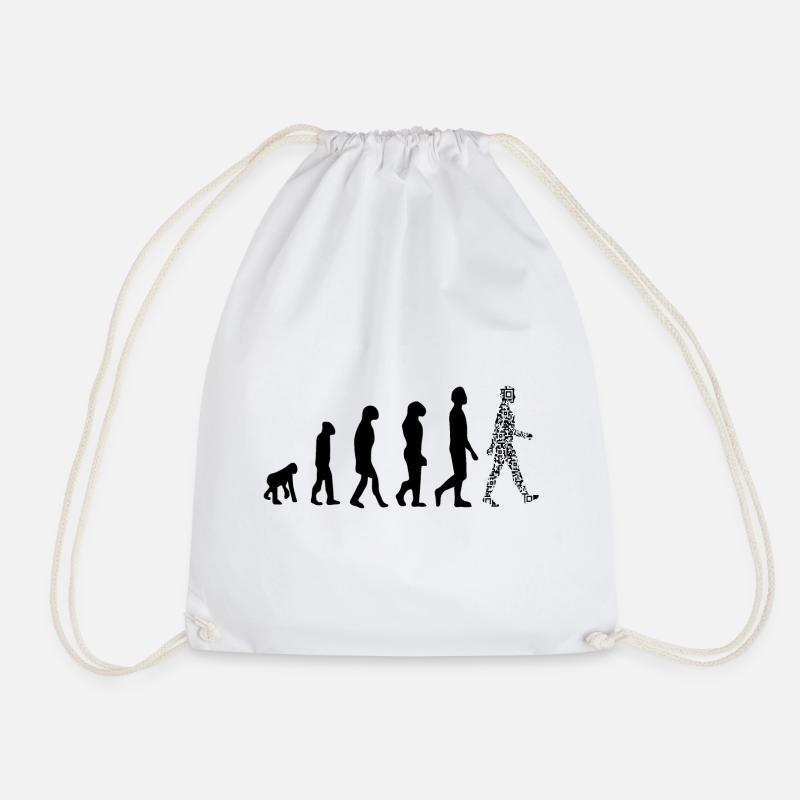 Evolution QR code - Humor health pass - Drawstring Bag - white