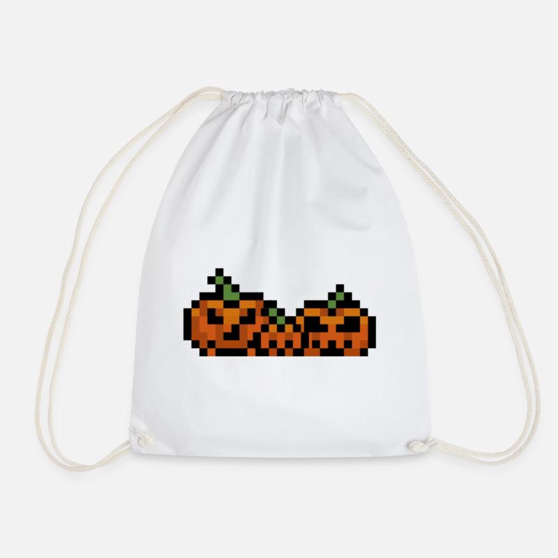 Pixel Kürbis Retro 8Bit Design - Turnbeutel - Weiß