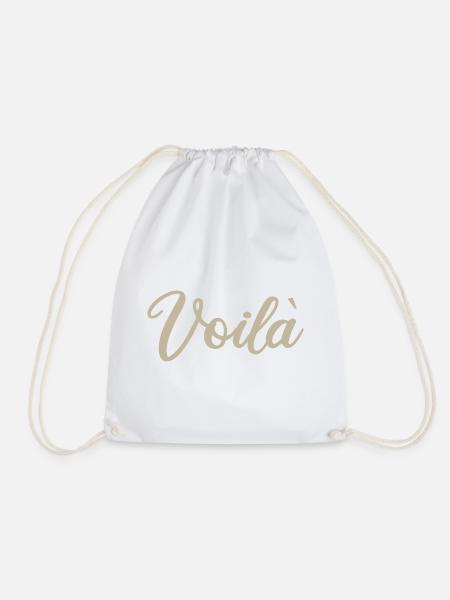 Voila Handlettered Script Design - Drawstring Bag - white