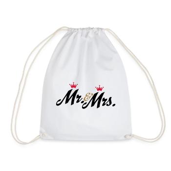 Lustige Geschenke zur Hochzeit, Mr and Mrs - Turnbeutel - Weiß - Vorne