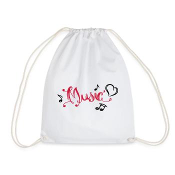 Music Script Music Notes Heart Music Festival - Drawstring Bag - white - Front