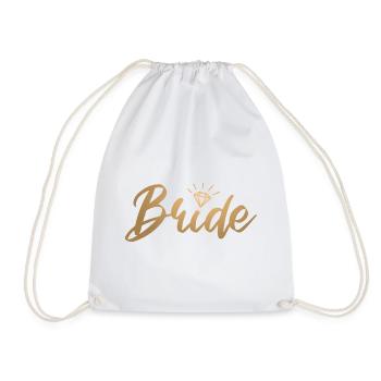 Bride Braut Junggesellenabschied - goldfarbig - Turnbeutel - Weiß - Vorne