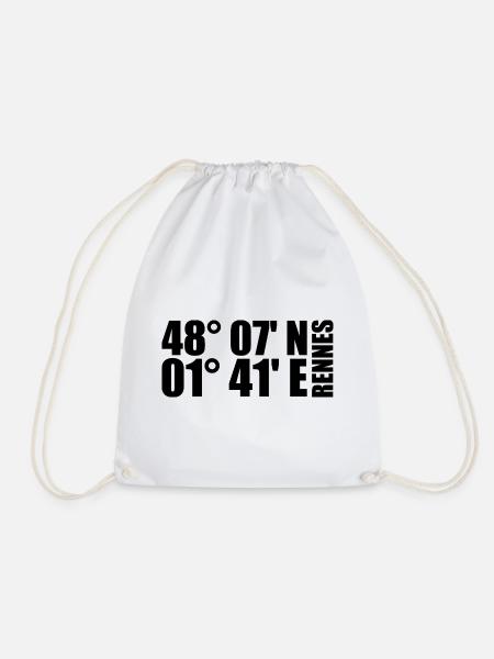 Rennes coordinates - Drawstring Bag - white