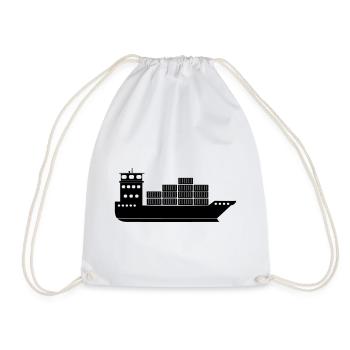 Seecontainerschiff oder Boot mit Containern - Turnbeutel - Weiß - Vorne
