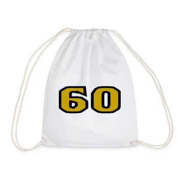 60. 60 YEARS. 60th ANNIVERSARY. 60TH BIRTHDAY. - Drawstring Bag - white - Front