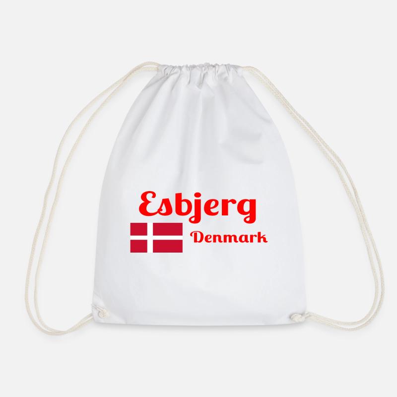 Esbjerg, Denmark - Stylish prints - Drawstring Bag - white