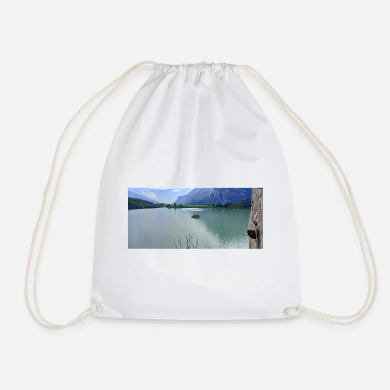 Alpine Lake Sereni Reflections - Drawstring Bag - white