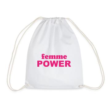 femme Power - Woman - Women - Women's Power - Women - Drawstring Bag - white - Front