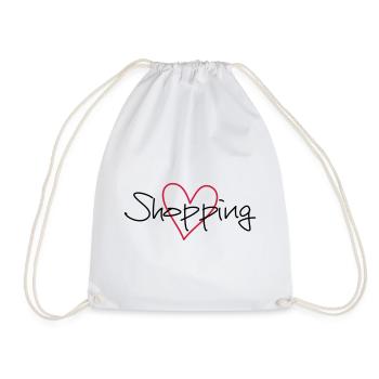 shopping heart i love shopping gift - Drawstring Bag - white - Front