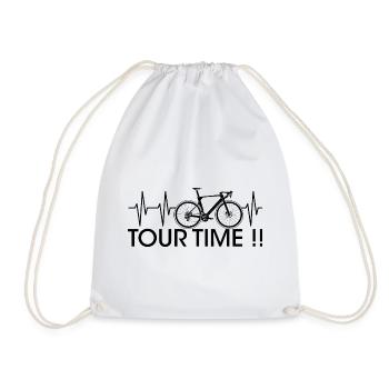tour time road bike gravel bike heartbeat pulse icon - Drawstring Bag - white - Front